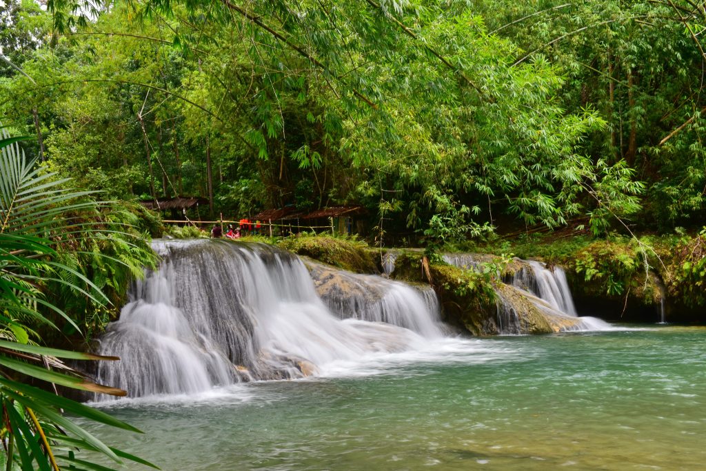 Cambugahay Falls, a 3-tiered waterfall popular for swimming on Siquijor Island, Philippines