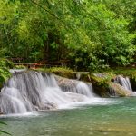 Cambugahay Falls, a 3-tiered waterfall popular for swimming on Siquijor Island, Philippines